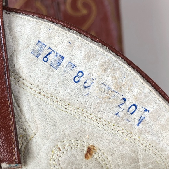 Vintage Sergey Cabrini Exotic EEL Cognac Brown Leather Western Cowboy Boots - Picture 8 of 15